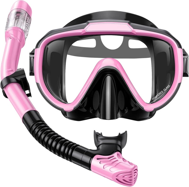 Seovediary Snorkel Set Adults Snorkeling Gear Anti-Fog Panoramic View Swim Mask Dry Top Snorkel Kit with Carry Bag for Snorkeling Scuba Diving Swimming Travel - Image 1